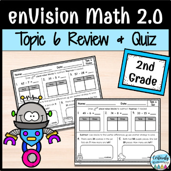 Preview of enVision Math 2.0 | 2nd Grade Topic 6: Review and Quiz