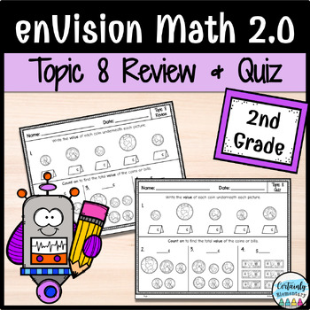 Preview of enVision Math 2.0 | 2nd Grade Topic 8: Review and Quiz
