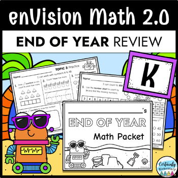 Preview of enVision Math 2.0 | End of Year Kindergarten Summer Review Packet | Topics 1-14