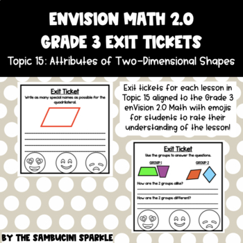 Preview of enVision Math 2.0 Grade 3 Topic 15 Exit Tickets