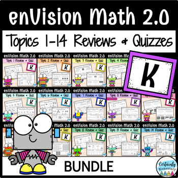 Preview of enVision Math 2.0 | Kindergarten Review and Quiz - BUNDLE