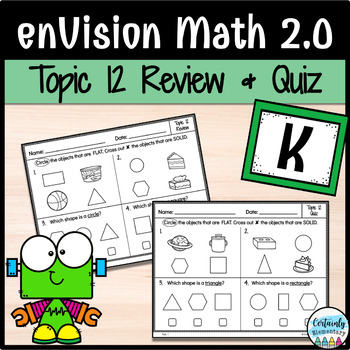 Preview of enVision Math 2.0 | Kindergarten Topic 12: Review and Quiz