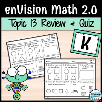 Preview of enVision Math 2.0 | Kindergarten Topic 13: Review and Quiz