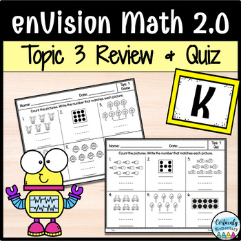 Preview of enVision Math 2.0 | Kindergarten Topic 3: Review and Quiz