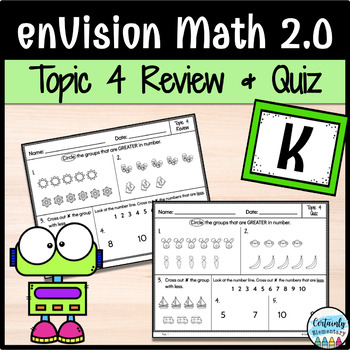 Preview of enVision Math 2.0 | Kindergarten Topic 4: Review and Quiz