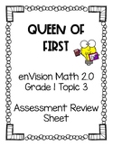 enVision Math 2.0 NY Grade 1 Topic 3 Assessment Review Sheet