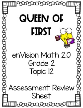 Preview of enVision Math 2.0 NY Grade 2 Topic 12 Assessment Review Sheet