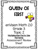 enVision Math 2.0 NY Grade 3 Topic 2 Assessment Review Sheet
