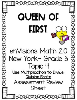 Preview of enVision Math 2.0 NY Grade 3 Topic 4 Assessment Review