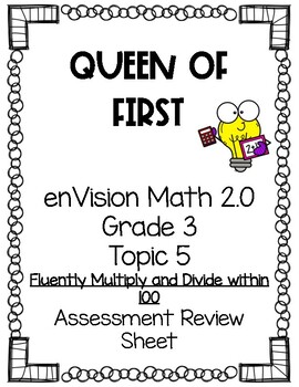 Preview of enVision Math 2.0 NY Grade 3 Topic 5 Assessment Review