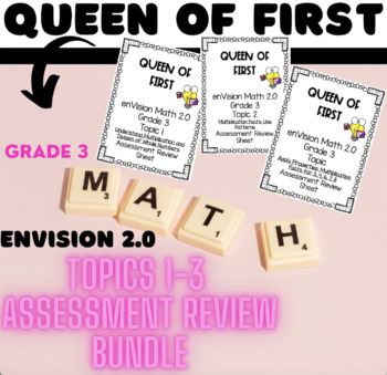 Preview of enVision Math 2.0 NY Grade 3 Topics 1-3 Assessment Review BUNDLE
