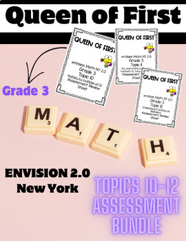 Preview of enVision Math 2.0 NY Grade 3 Topics 10-12 Assessment Review BUNDLE
