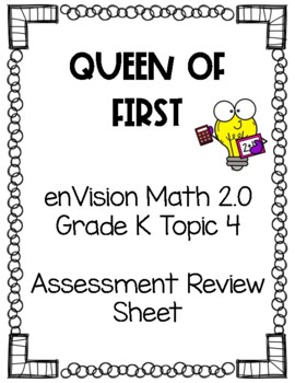 Preview of enVision Math 2.0 NY Kindergarten Topic 4 Assessment Review