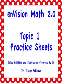 Preview of enVision Math 2.0 Topic 1 Practice Sheets Grade 1