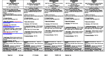 Preview of enVision Math 2.0  Topic 10   Grade 1  Lesson Plan