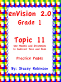 enVision Math 2.0  Topic 11   Grade 1  Practice Sheets