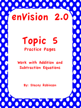 enVision Math 2.0 Topic 5 Complete Set Practice Sheets Grade 1