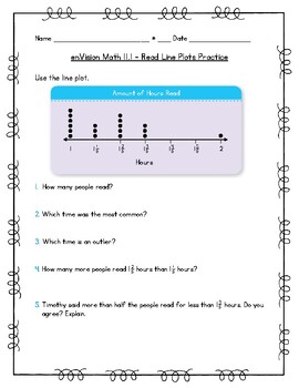 Preview of enVision Math 4th Grade - 11.1 (2016) - Read Line Plots