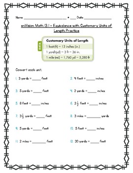 Envision Math 4th Grade 13.1 (2016) - Equivalence With Customary Units 