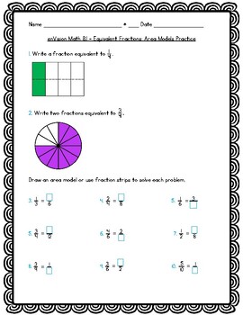 Preview of enVision Math 4th Grade (2016) - 8.1 Equivalent Fractions: Area Models