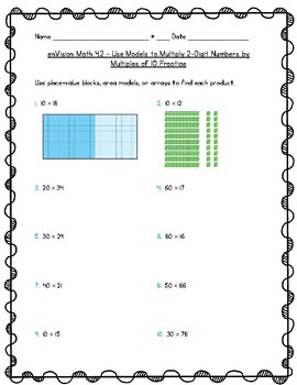 Envision Math 4Th Grade - Topic 4 - Multiply By 2-Digit Numbers By Joanna Riley