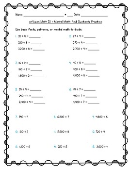 Preview of enVision Math 4th Grade (2016) - Topic 5 - Divide by 1-Digit Numbers