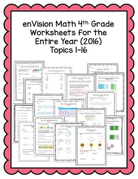 Preview of enVision Math 4th Grade Worksheets Bundle (2016) - Full Year!