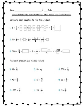 envision math 5th gr 8 1 use models to multiply a whole number by a fraction