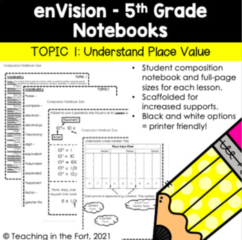 Preview of enVision Math 5th Grade Student Notebook Notes Topic 1: Understand Place Value
