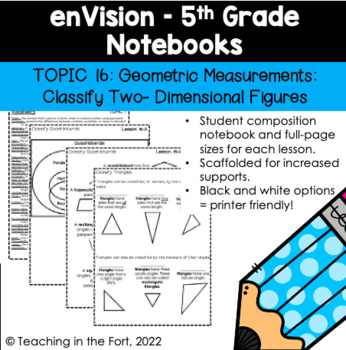 Preview of enVision Math 5th Grade Student Notebook Notes Topic 16: Geometry - 2D Figures