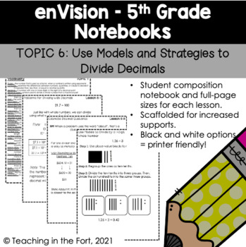 Preview of enVision Math 5th Grade Student Notebook Notes Topic 6: Divide Decimals