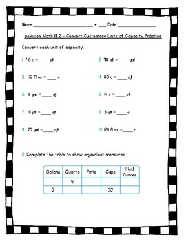 Preview of enVision Math 5th Grade - Topic 11 (2016) - Convert Measurements