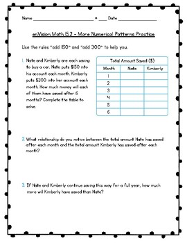 envision math 5th grade topic 15 analyze patterns and relationships