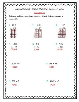 envision math 5th grade topic 3 fluently multiply multi digit whole numbers