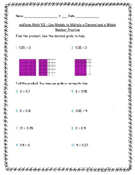 Preview of enVision Math 5th Grade (2016) - Topic 4 - Multiply Decimals Worksheets
