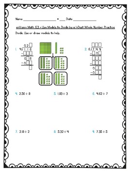 Preview of enVision Math 5th Grade - Topic 6 - 2024 - Divide Decimals Worksheets