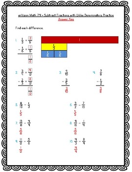 enVision Math 5th Grade - Topic 7 Use Equivalent Fractions to Add
