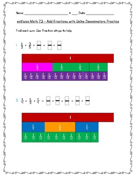 Preview of enVision Math 5th Grade - Topic 7 Use Equivalent Fractions to Add & Subtract