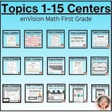 Preview of All Year enVision Math Centers + Games First Grade 1st Grade  Topics 1-15 Bundle