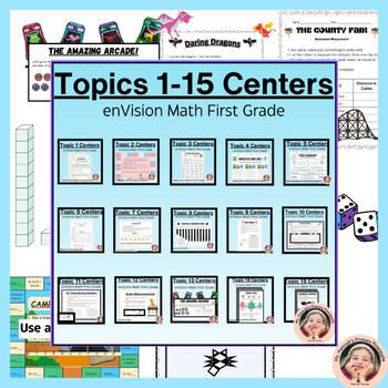 Preview of All Year enVision Math Centers + Games First Grade 1st Grade  Topics 1-15 Bundle