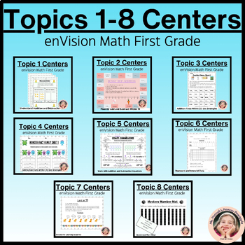 Preview of enVision Math Centers and Games First Grade (1st Grade) Topics 1-8 Bundle