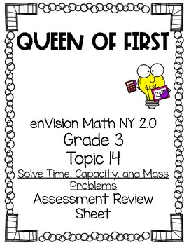Preview of enVision Math NY 2.0 Grade 3 Topic 14 Assessment Review