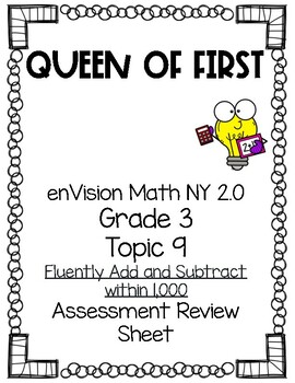 Preview of enVision Math NY 2.0 Grade 3 Topic 9 Assessment Review