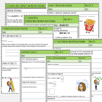 Preview of enVisionmath 2.0 Grade 6 Unit 1 Guided Lesson Notes