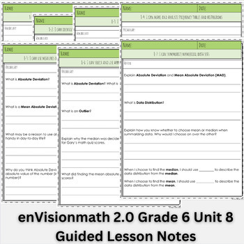 Preview of enVisionmath 2.0 Grade 6 Unit 8 Guided Notes