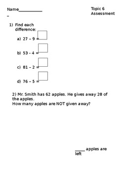 Preview of enVisions Grade 2 Grade 2 Topic 6 Revised Math Test