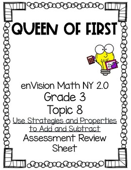 Preview of enVisions Math 2.0 NY Grade 3 Topic 8 Assessment Review