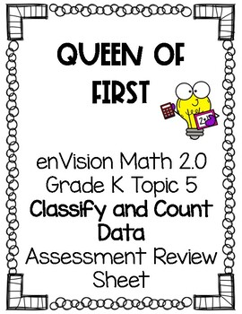 Preview of enVisions Math 2.0 NY Kindergarten Topic 5 Assessment Review