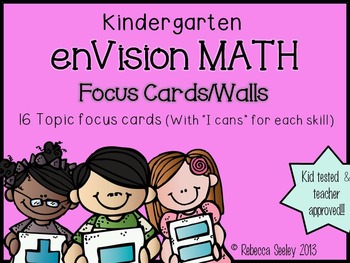 Preview of Kindergarten enVisions Math: Focus "I can" walls and Vocabulary Cards
