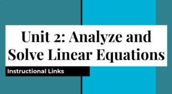 Preview of enVisions Math-Unit 2:Analyze/Solve Linear Equation Instructional Links(Grade 8)